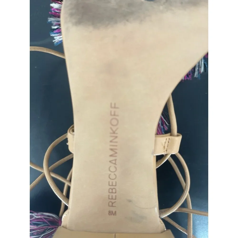 Rebecca Minkoff Camel Isla‎ Tassel Gladiator Laceup Heels Pumps Shoes sz 8M